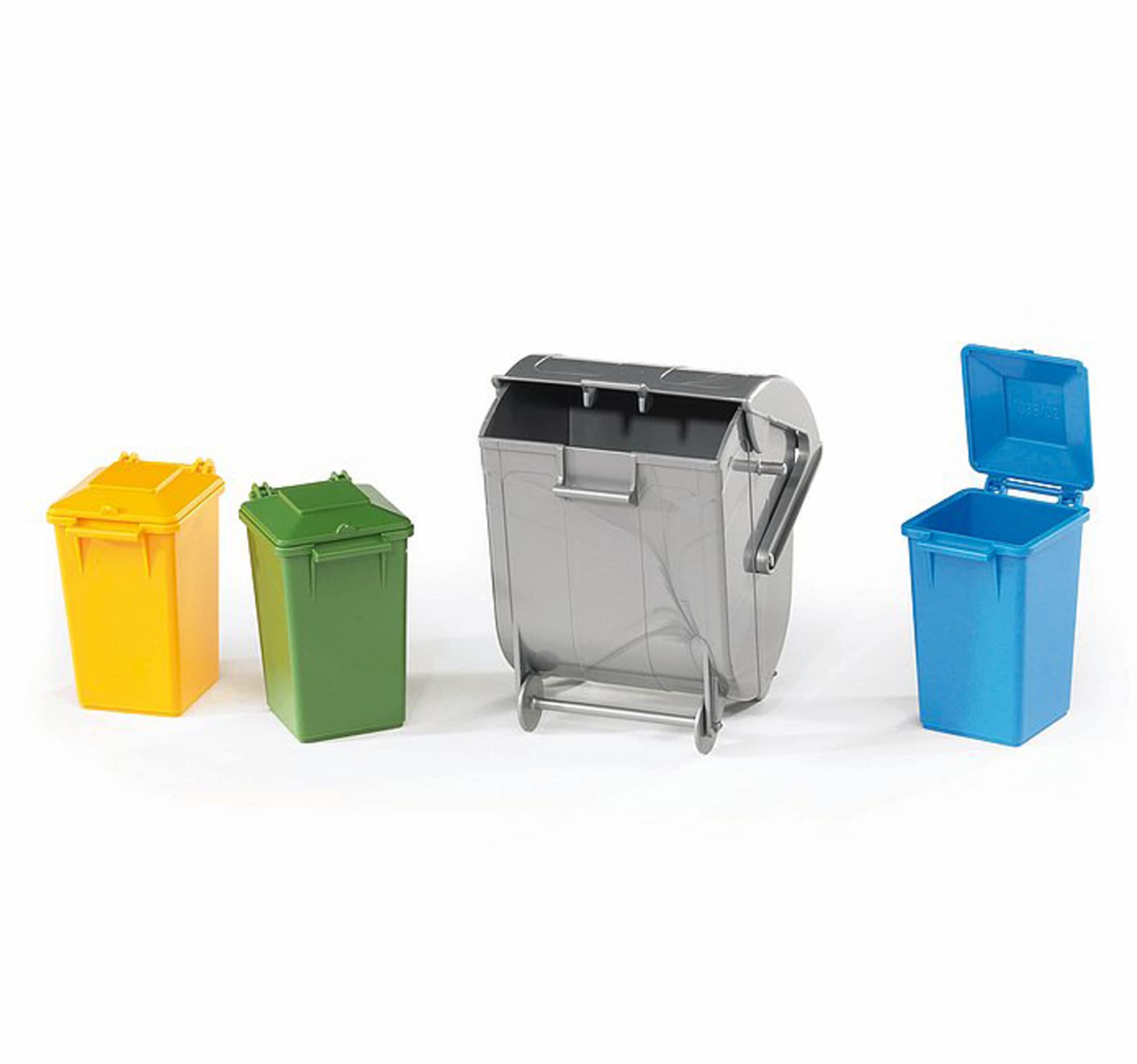 Bruder garbage can set with green bin for pretend waste collection and play