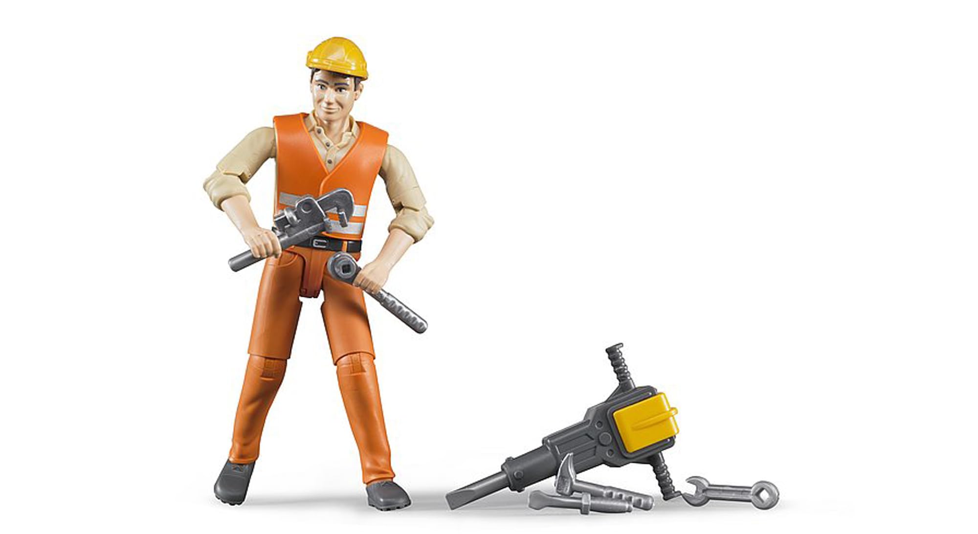 Bruder jackhammer and tools set for versatile play scenarios and hands-on learning.