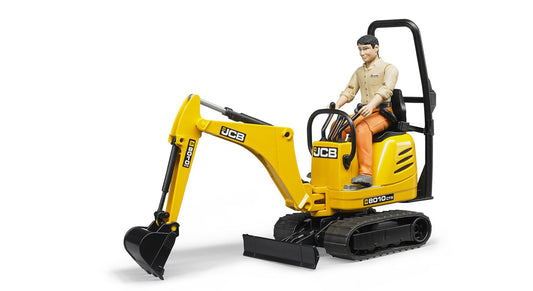 Bruder JCB micro excavator 8010 CTS with detailed cab and arm in action