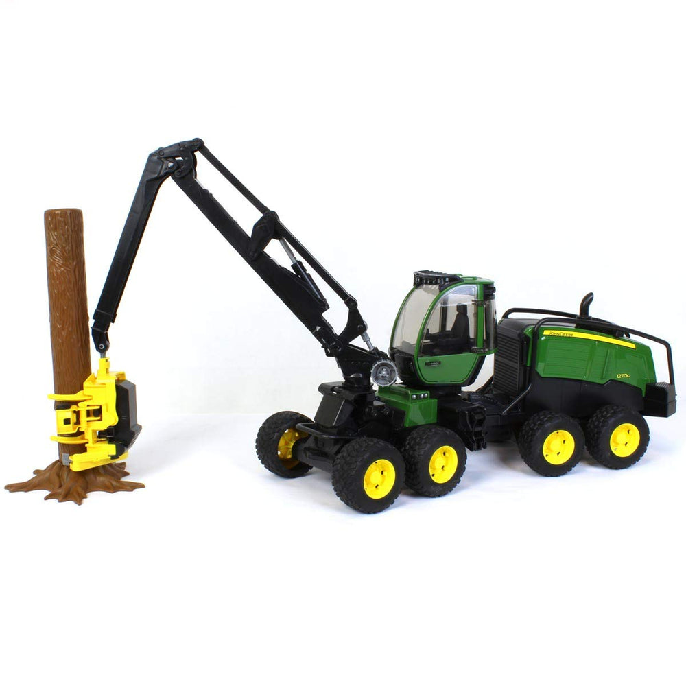 Bruder John Deere 1270G harvester with rotating cab enabling cockpit access for kids