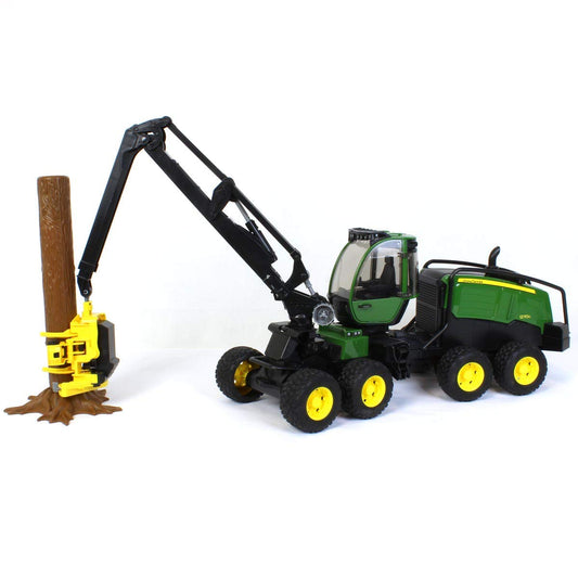 Bruder John Deere 1270G harvester with rotating cab enabling cockpit access for kids
