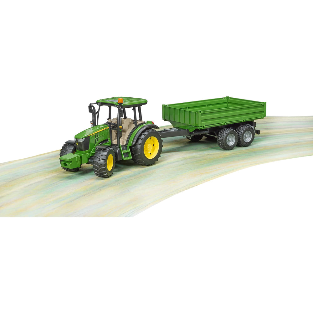 BRUDER John Deere 5115M front loader compatibility extends play options.