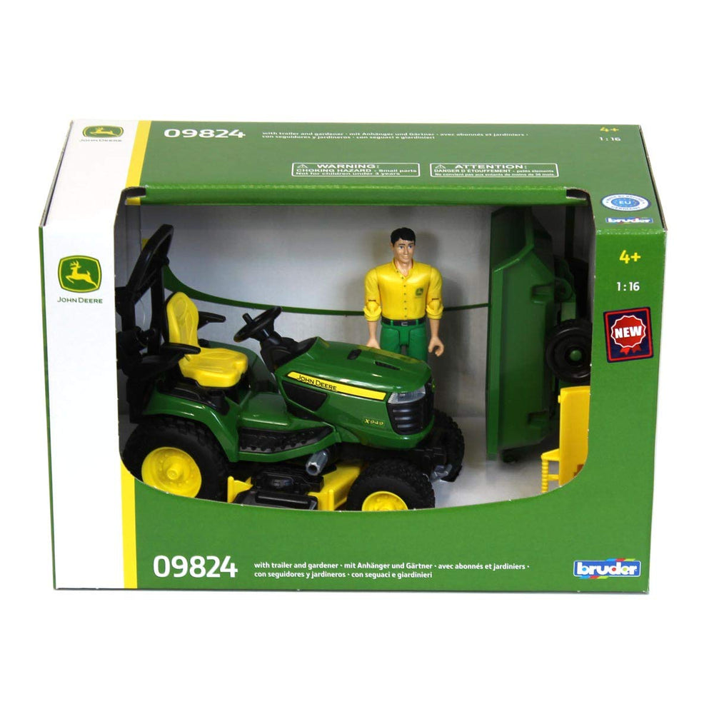 Tilting trailer attachment for quick hauling with the Bruder set