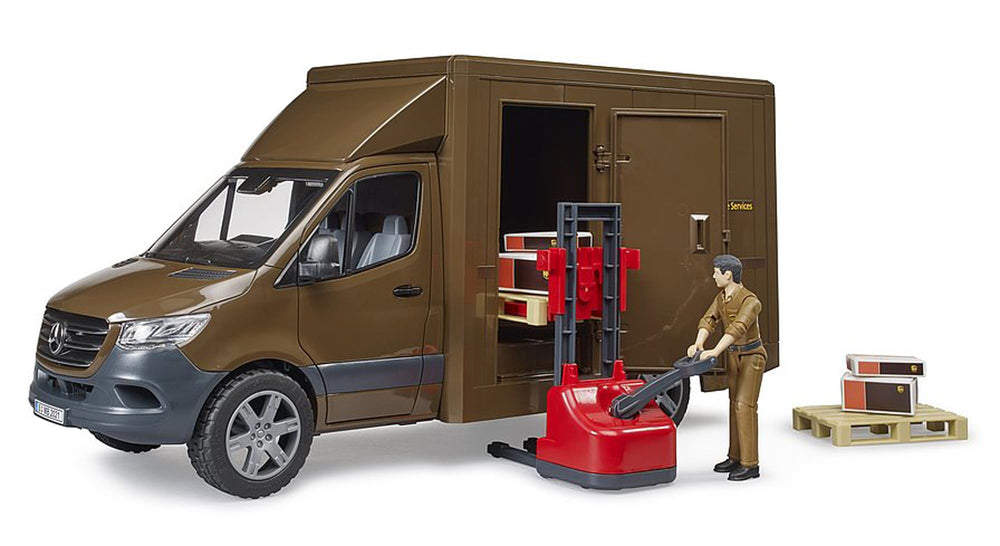 Bruder MB Sprinter UPS rear doors open for loading scenes