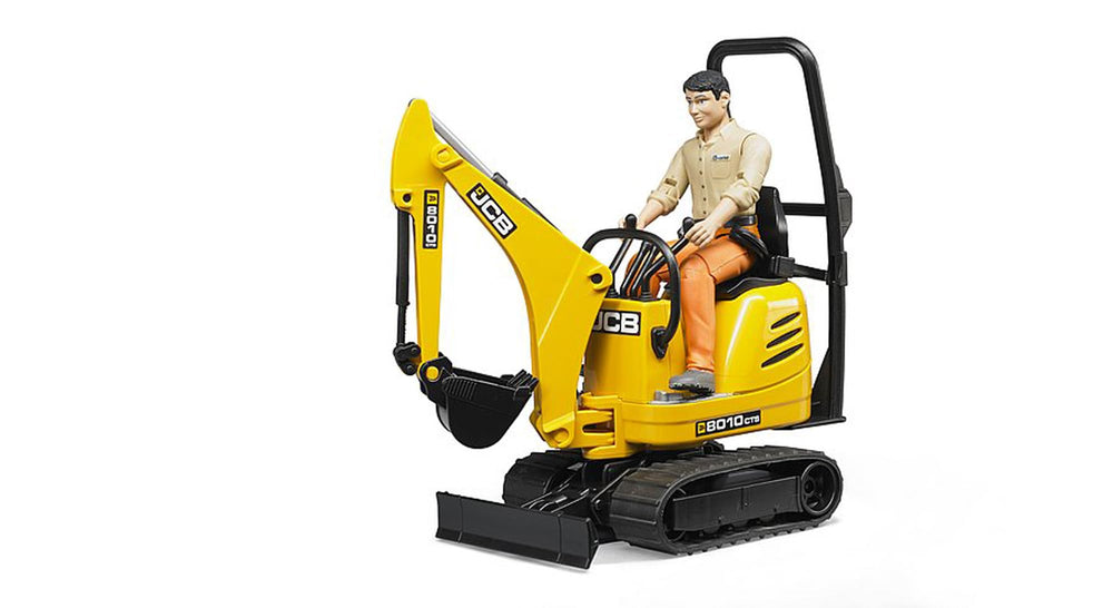 Bruder JCB micro excavator arm function shown with movable controls