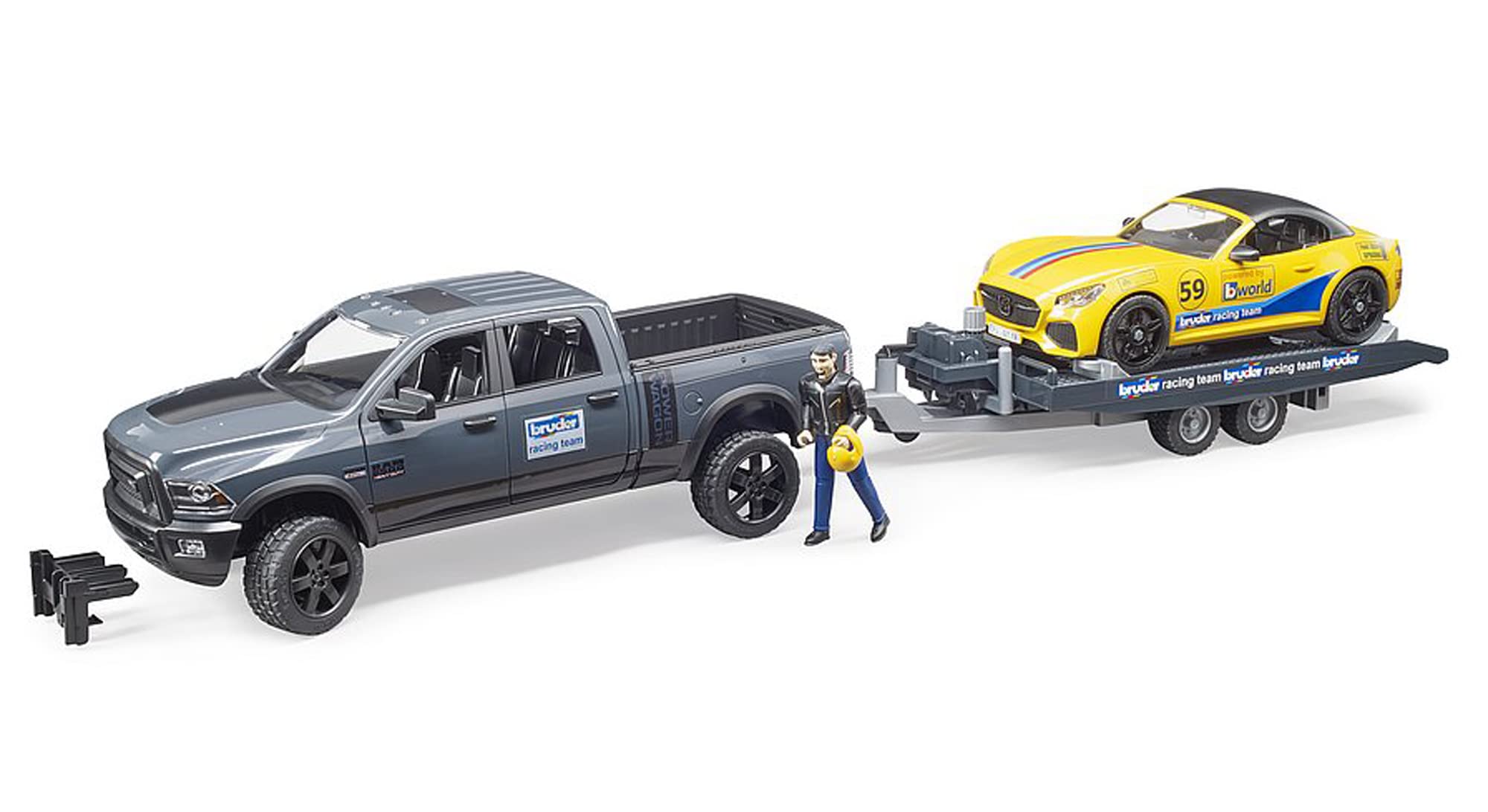 Bruder Ram 2500 Power Wagon front view shows rugged ABS build for lasting play.
