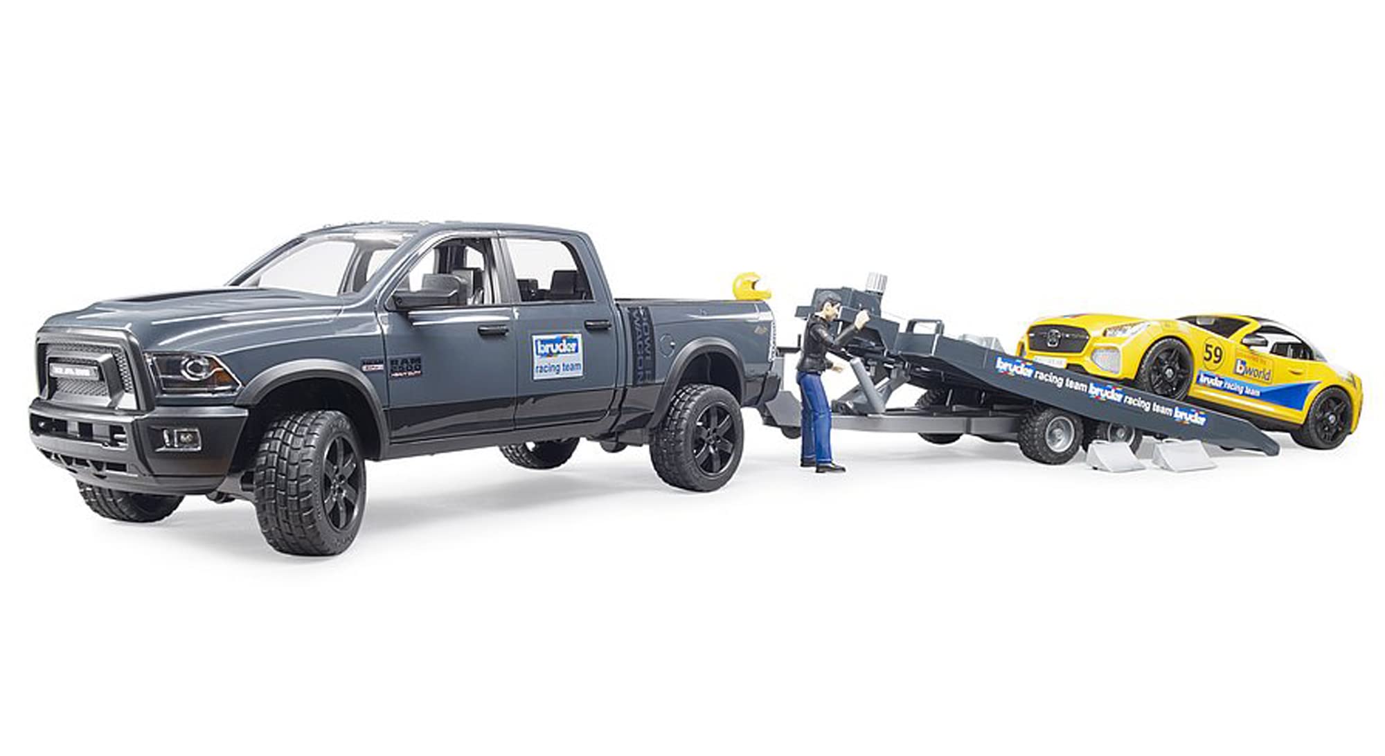 Bruder Roadster Racing Team with removable roof for action-ready play.