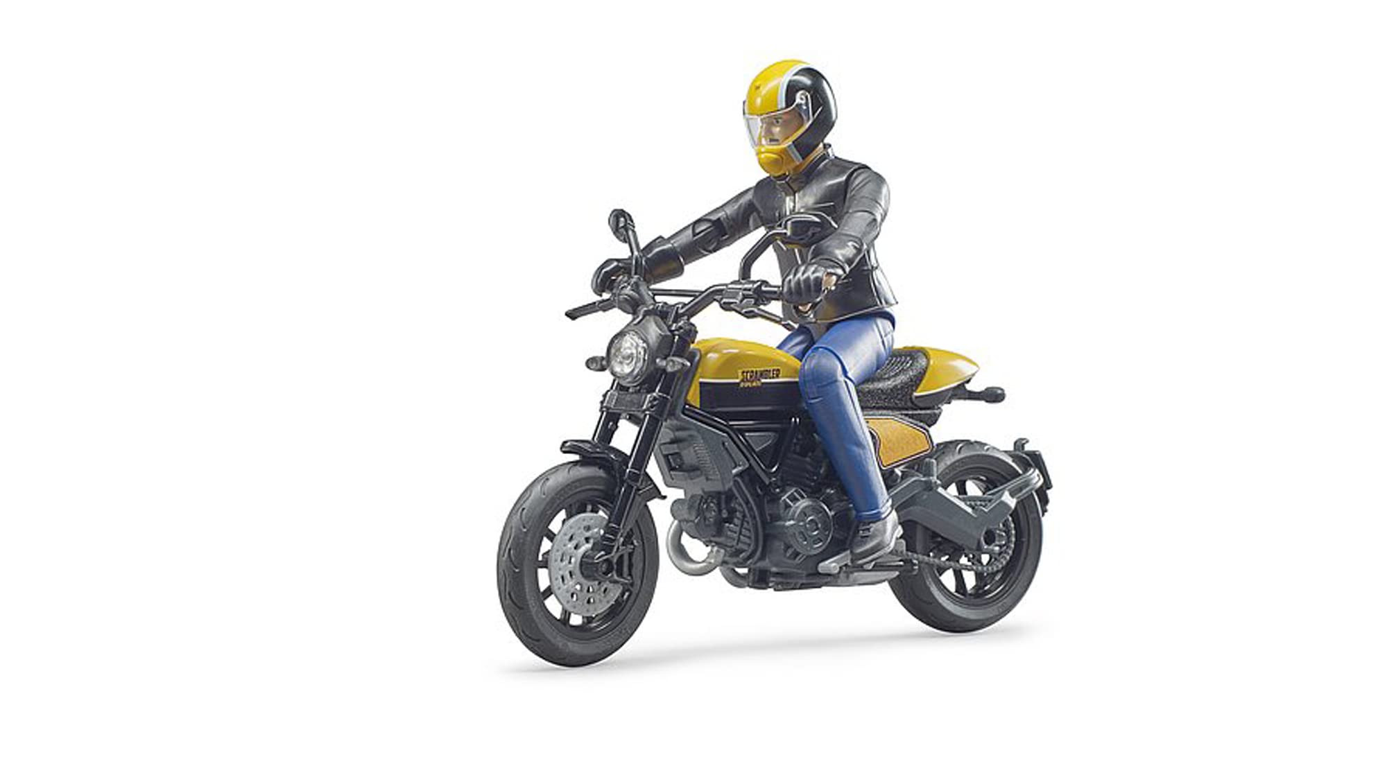 Bruder Scrambler 63053 Full Throttle detailed model offers realistic retro styling for imaginative play.