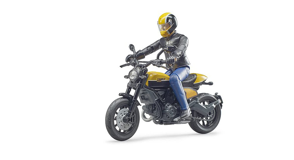 Bruder Scrambler 63053 Full Throttle detailed model offers realistic retro styling for imaginative play.