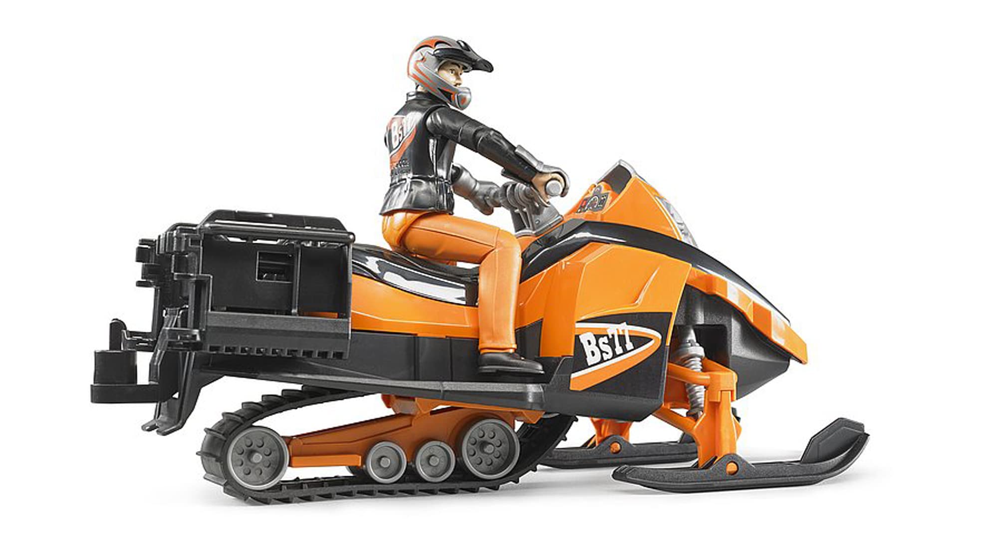 Two-seat design allows a second rider for cooperative snow adventures with Bruder.