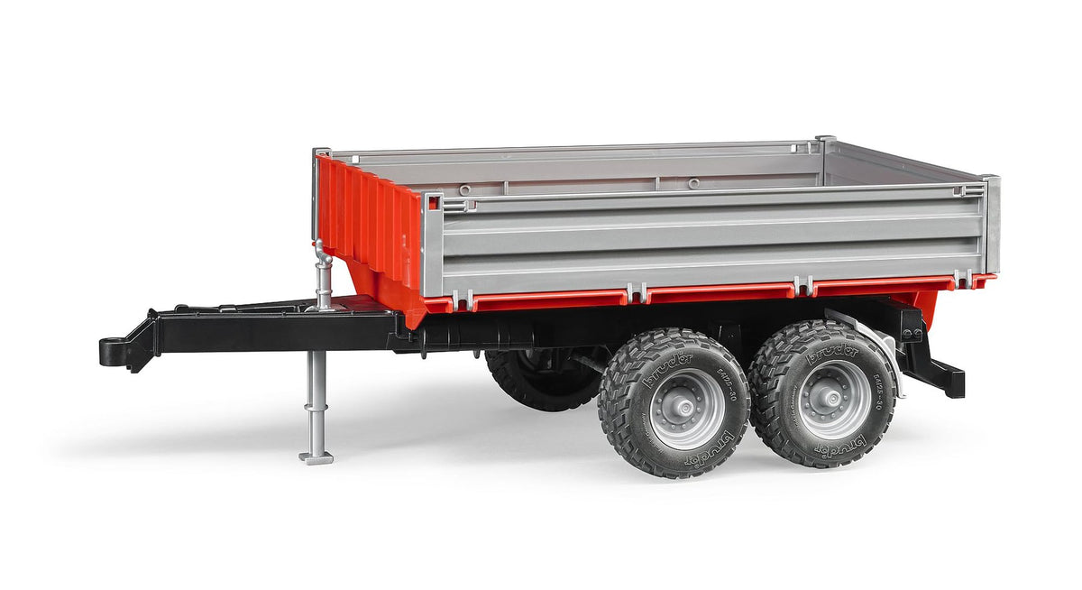 Bruder tipping trailer with grey sides; ideal with tractors for imaginative play.