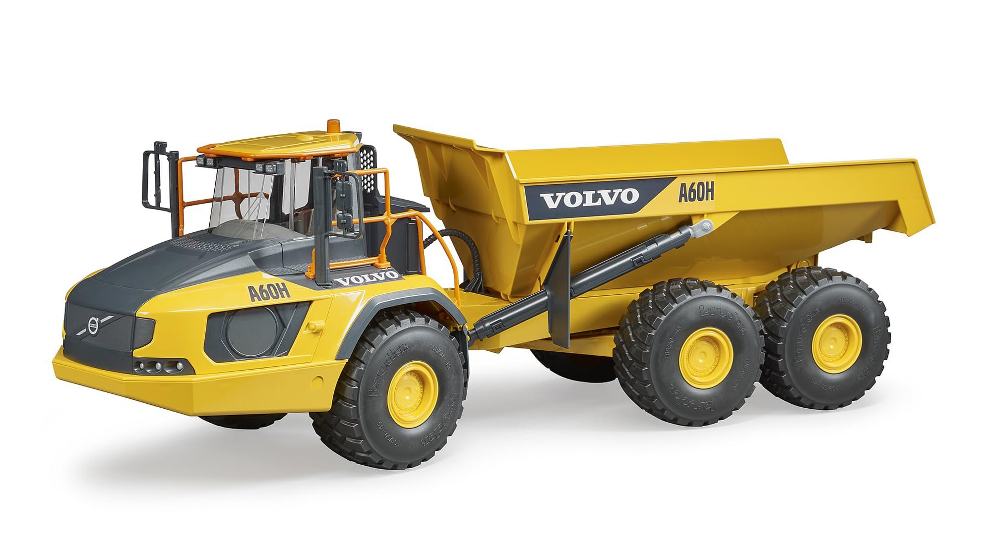 Bruder Volvo A60H Hauler side view highlights rugged scale realism for construction play