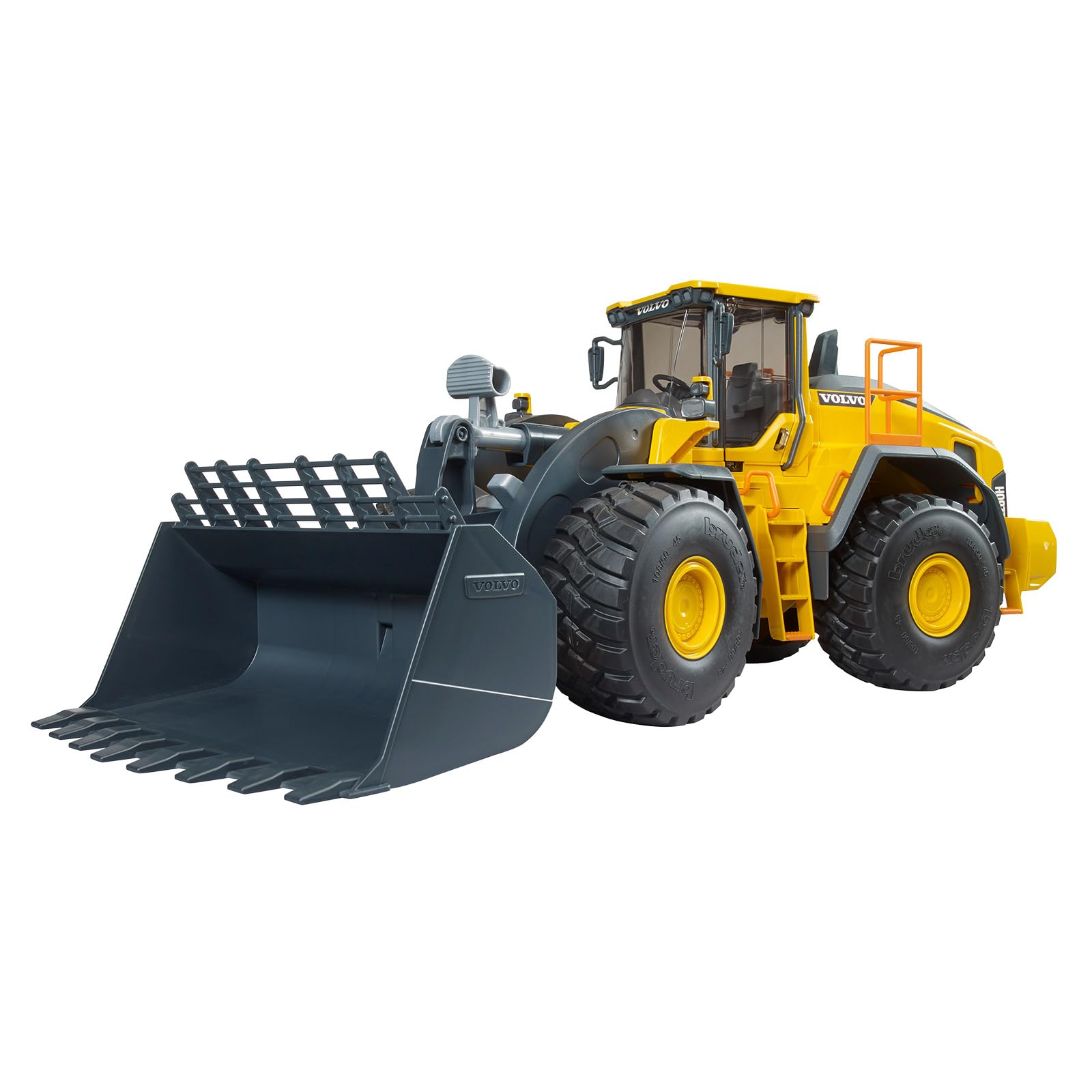 Bruder Volvo L260H wheel loader with a functional loading arm for realistic play.