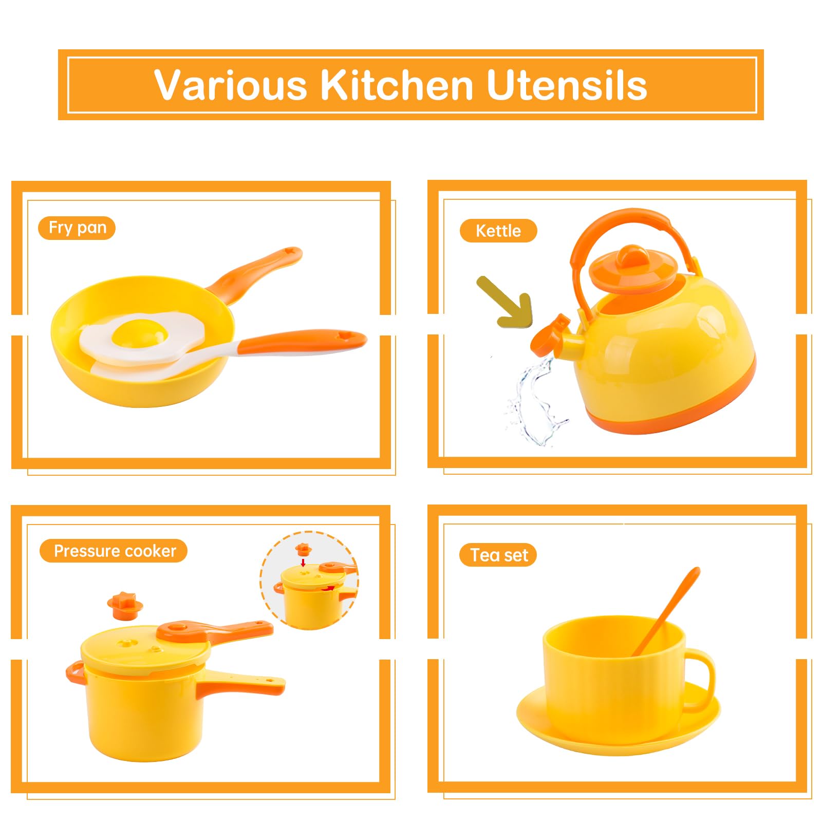 Bruvoalon vibrant yellow and pink pieces brighten any play kitchen setup.