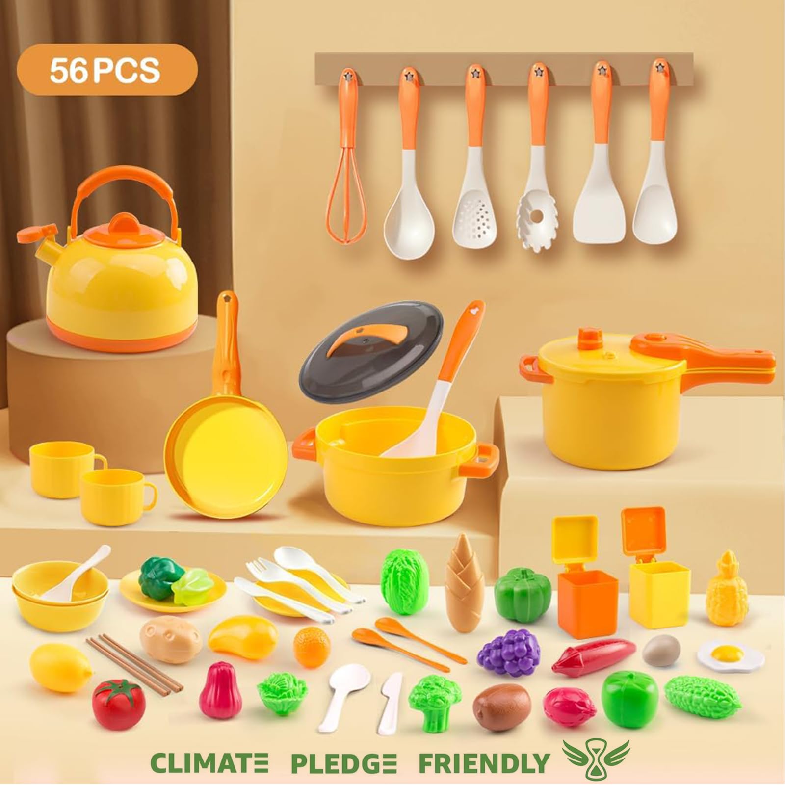 Bruvoalon 22-piece fruit props encourage pretend shopping and healthy eating themes.