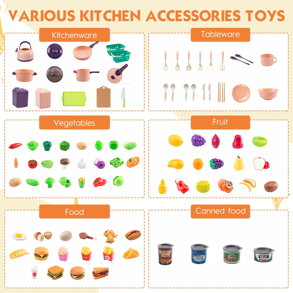 Bruvoalon kitchen cookware and tableware for organized pretend meals
