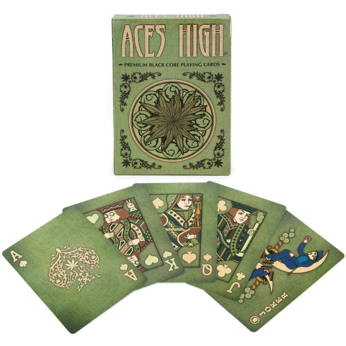 Brybelly Aces High green deck back design showcases ornate art for premium play