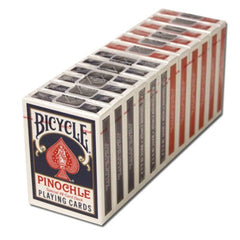 Brybelly Bicycle Pinochle 12-deck box set on display, ideal for family game night.