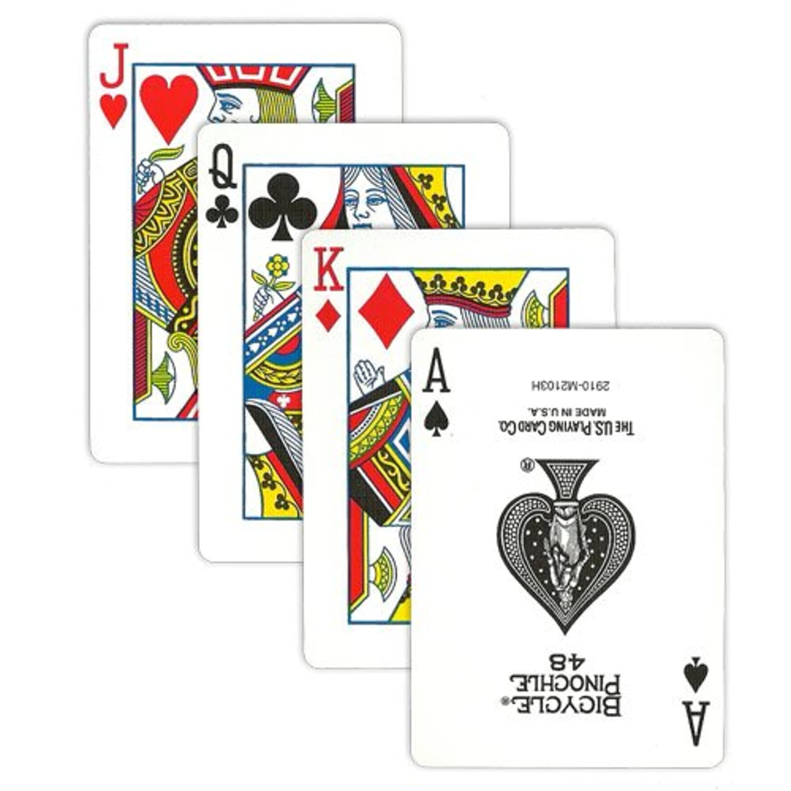 Brybelly Bicycle Pinochle red decks arranged, great for competitive mood and quick thinking.