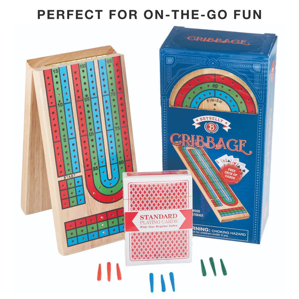 Brybelly cribbage board back storage compartment holds pegs securely.