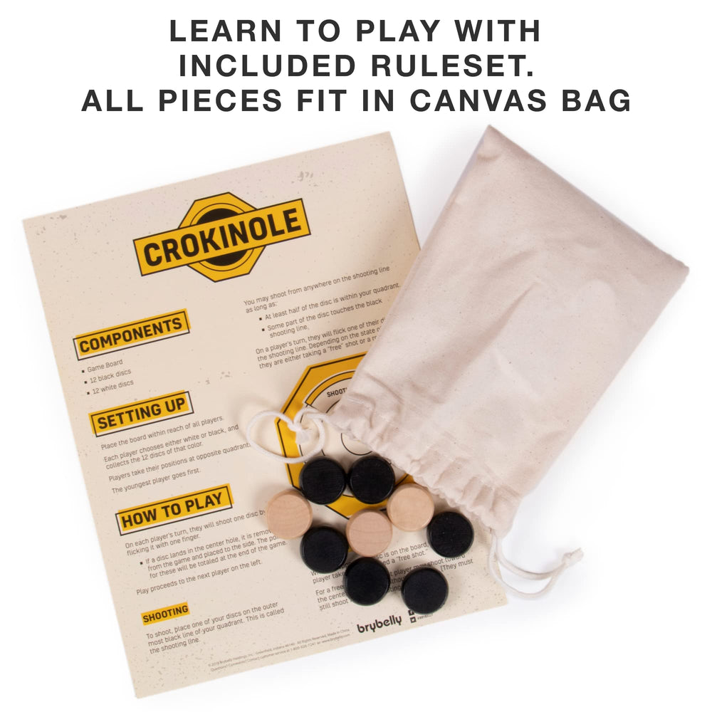 Crokinole ricochet action on Brybelly board boosts family entertainment.