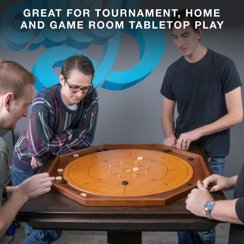 Two-player game night with Brybelly crokinole and checkers on one board.