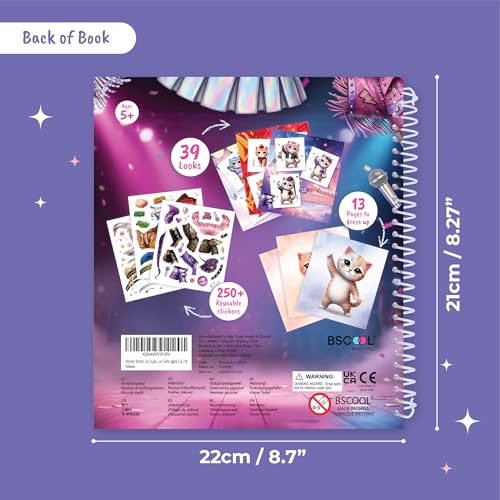 BSCOOL Sticker Dress Up Kitten stickers pack with colorful reusable decals for outfits