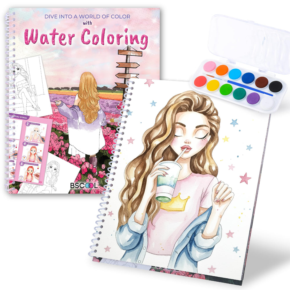 BSCOOL Water Coloring Book cover, beginner-friendly start for young artists