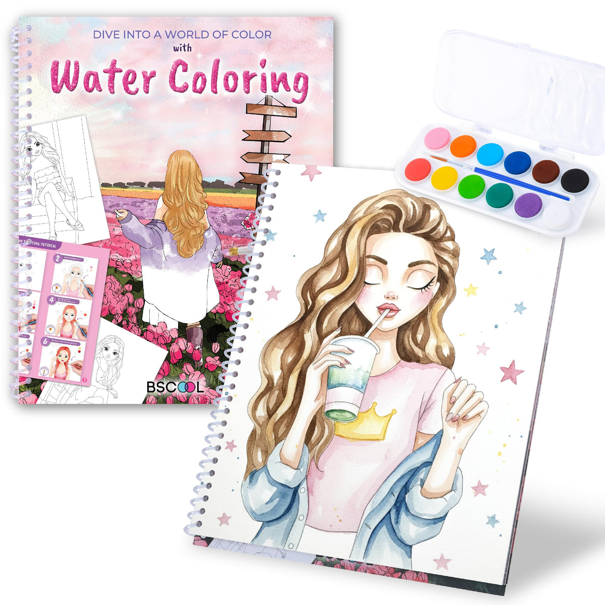 BSCOOL Water Coloring Book cover, beginner-friendly start for young artists