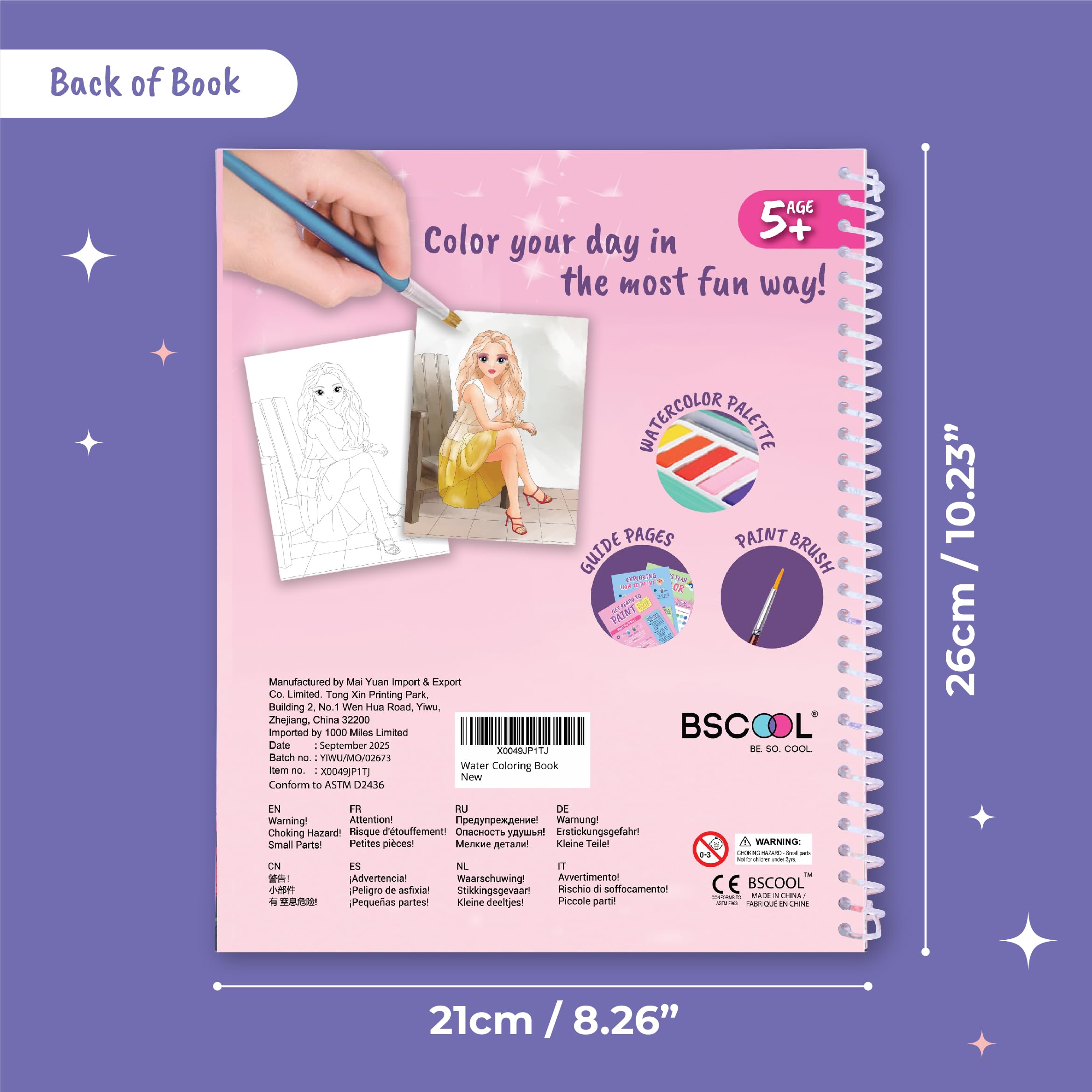 BSCOOL watercolor brush included for smooth washes and confident strokes