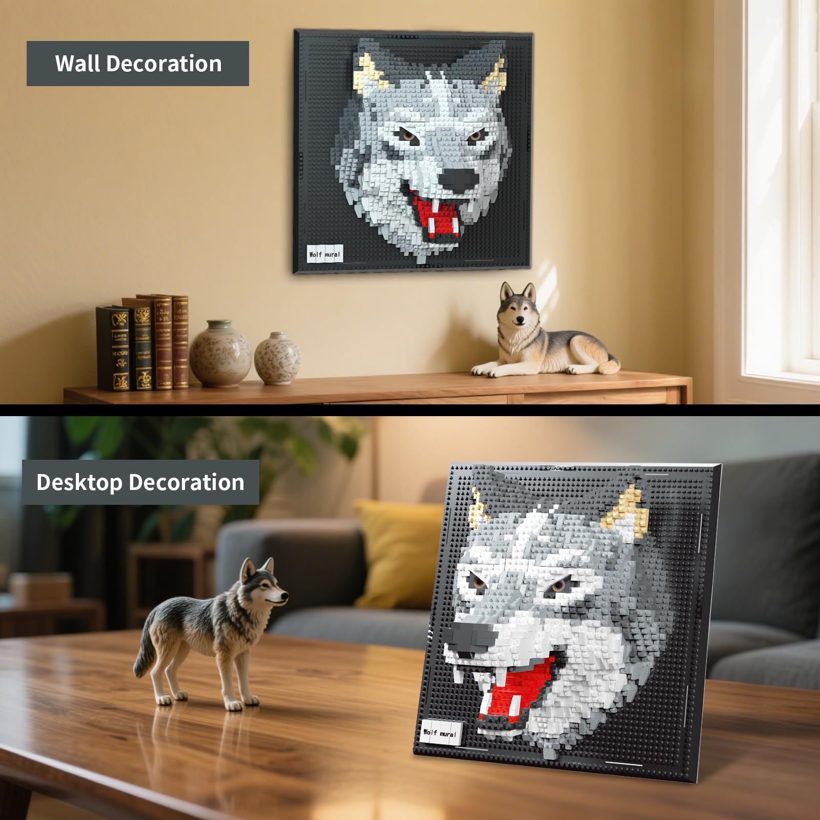 BseSparklion 2,214 micro blocks pack enables detailed, realistic wolf sculpture.