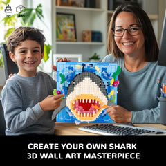 BseSparklion Shark 3D wall art colorful blocks brighten any space.