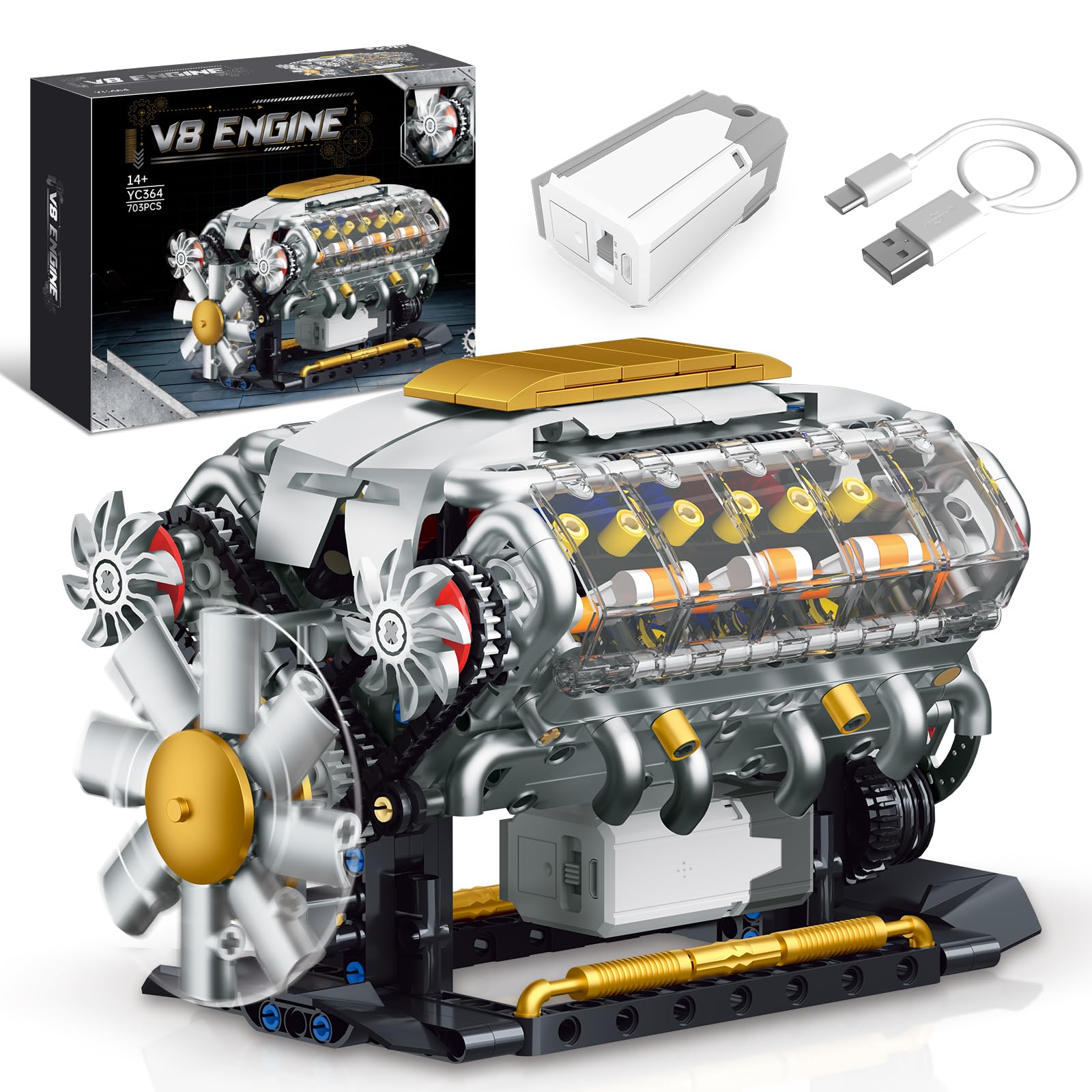 BseSparklion V8 engine model assembly showing clear pistons for hands-on learning