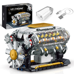BseSparklion V8 engine model assembly showing clear pistons for hands-on learning