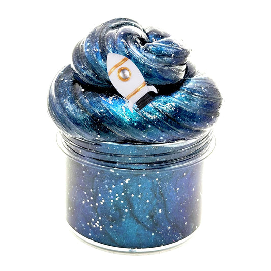 BSINHTIY Galaxy Glitter Slime Kit with dark blue container for easy storage and play