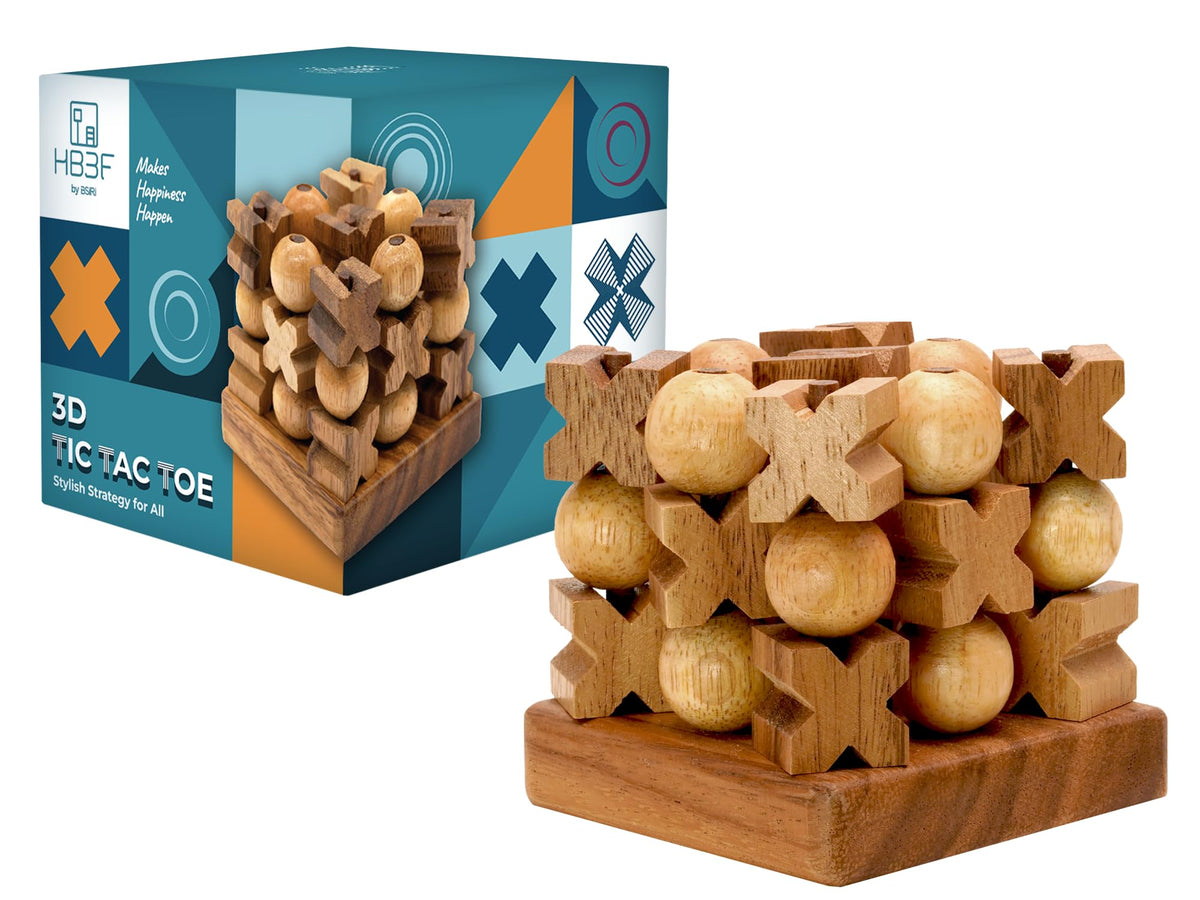 BSIRI 3D wooden tic tac toe woodgrain detail enriches rustic decor.
