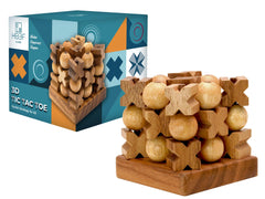BSIRI 3D wooden tic tac toe woodgrain detail enriches rustic decor.