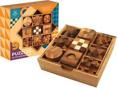 BSIRI 9 in 1 wooden brain teaser puzzles ready for focused problem solving.