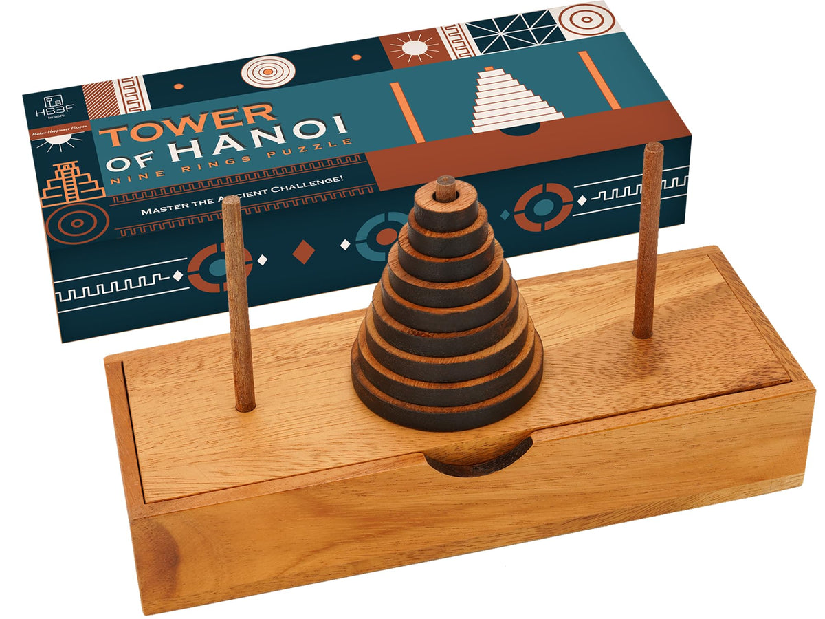 BSIRI Hanoi Tower 9-rings puzzle front view for brain teaser fun