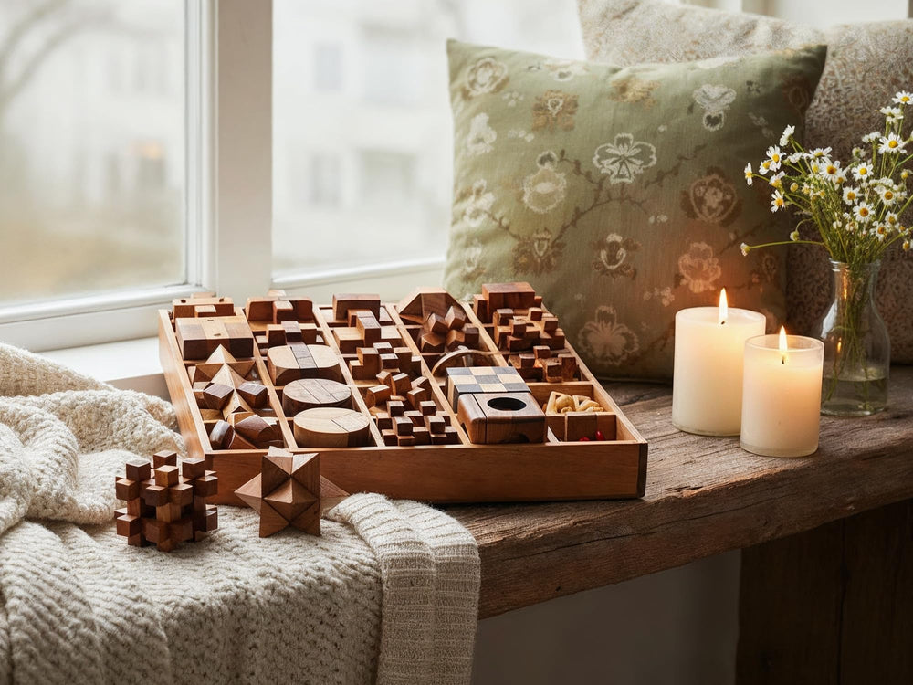 BSIRI handcrafted wood puzzle blocks showcase premium craftsmanship.