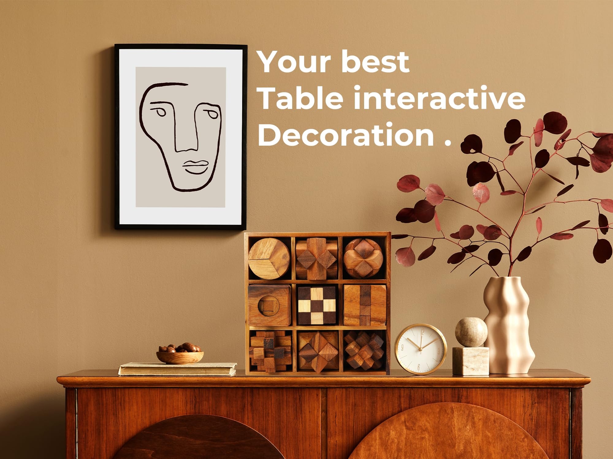 Gift-ready BSIRI wooden brain teasers displayed as a thoughtful present for puzzle lovers.