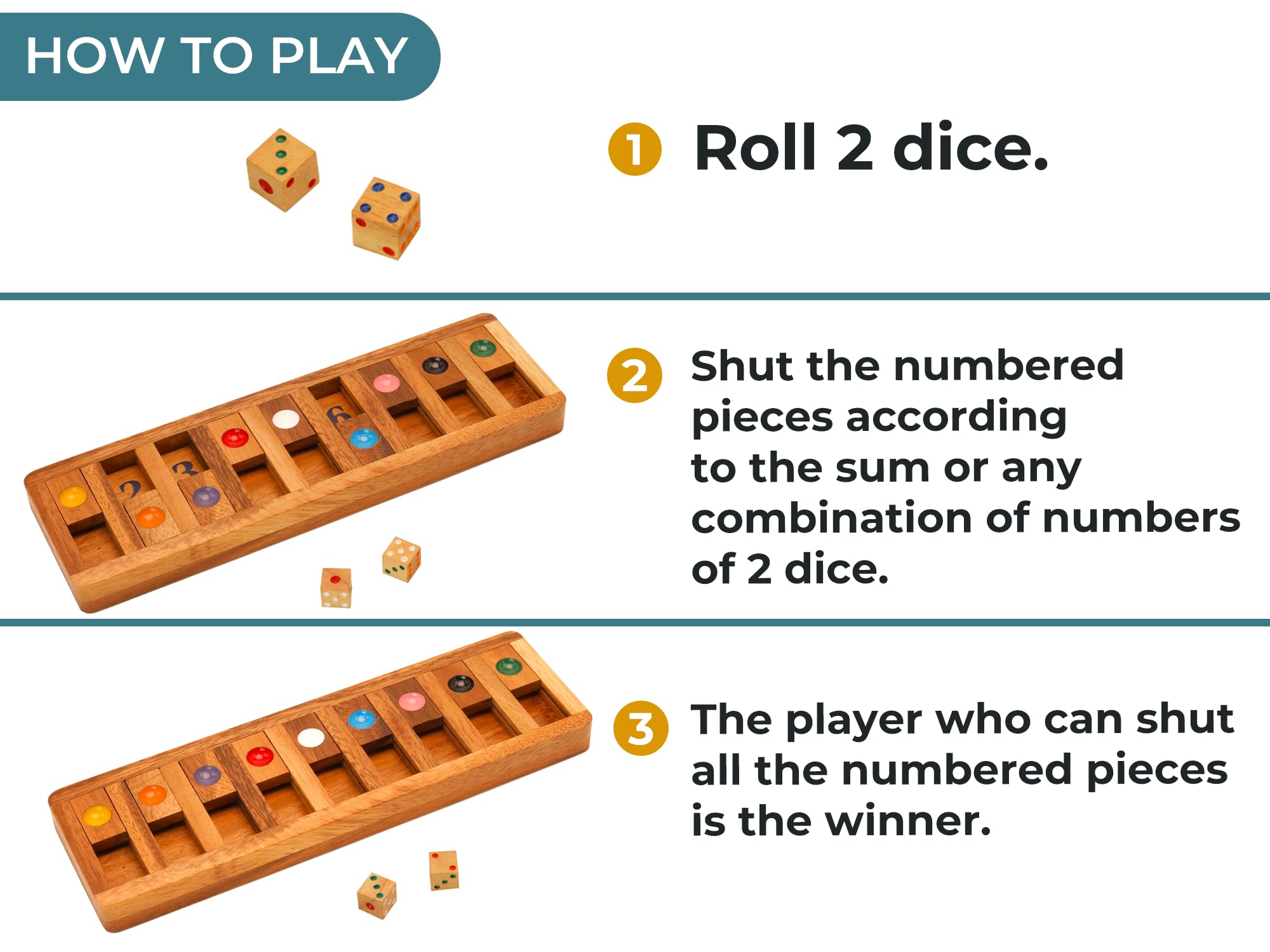 BSIRI Shut The Box tiles on board illustrating counting and number combinations.
