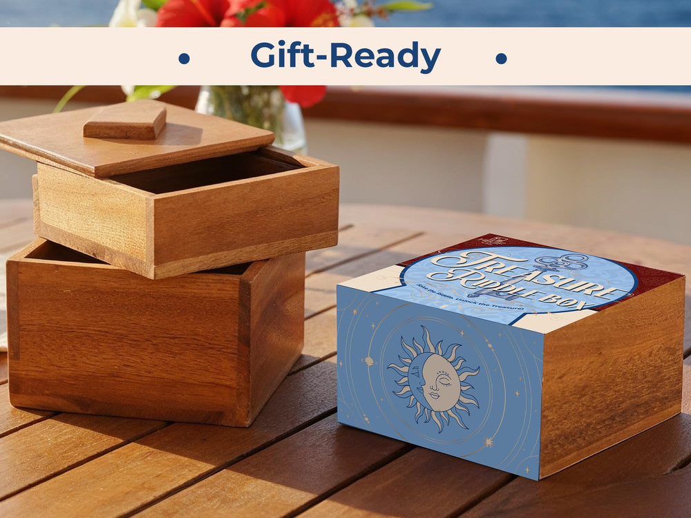 Open view of BSIRI Treasure Riddle Box revealing inner compartments