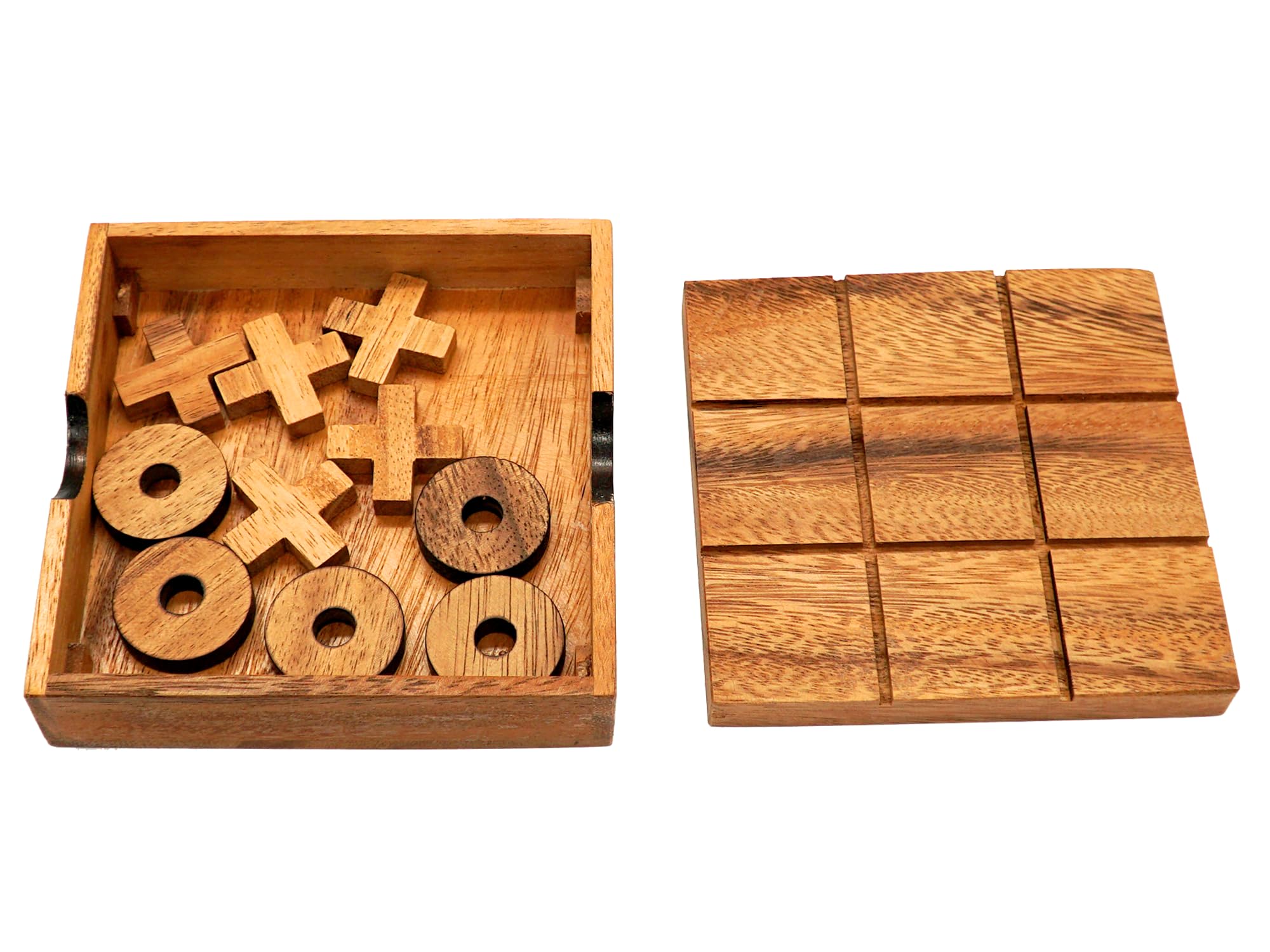 BSIRI wooden tic tac toe game with natural tones for rustic home vibe.