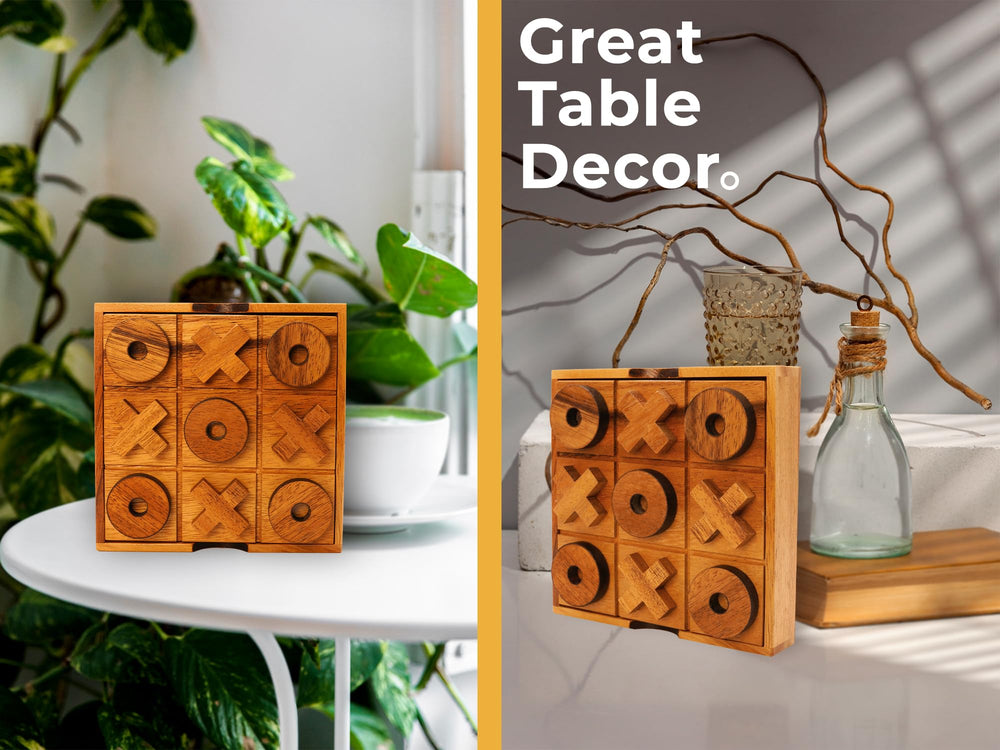 BSIRI wooden tic tac toe set in action, family-friendly puzzle that sparks conversation.