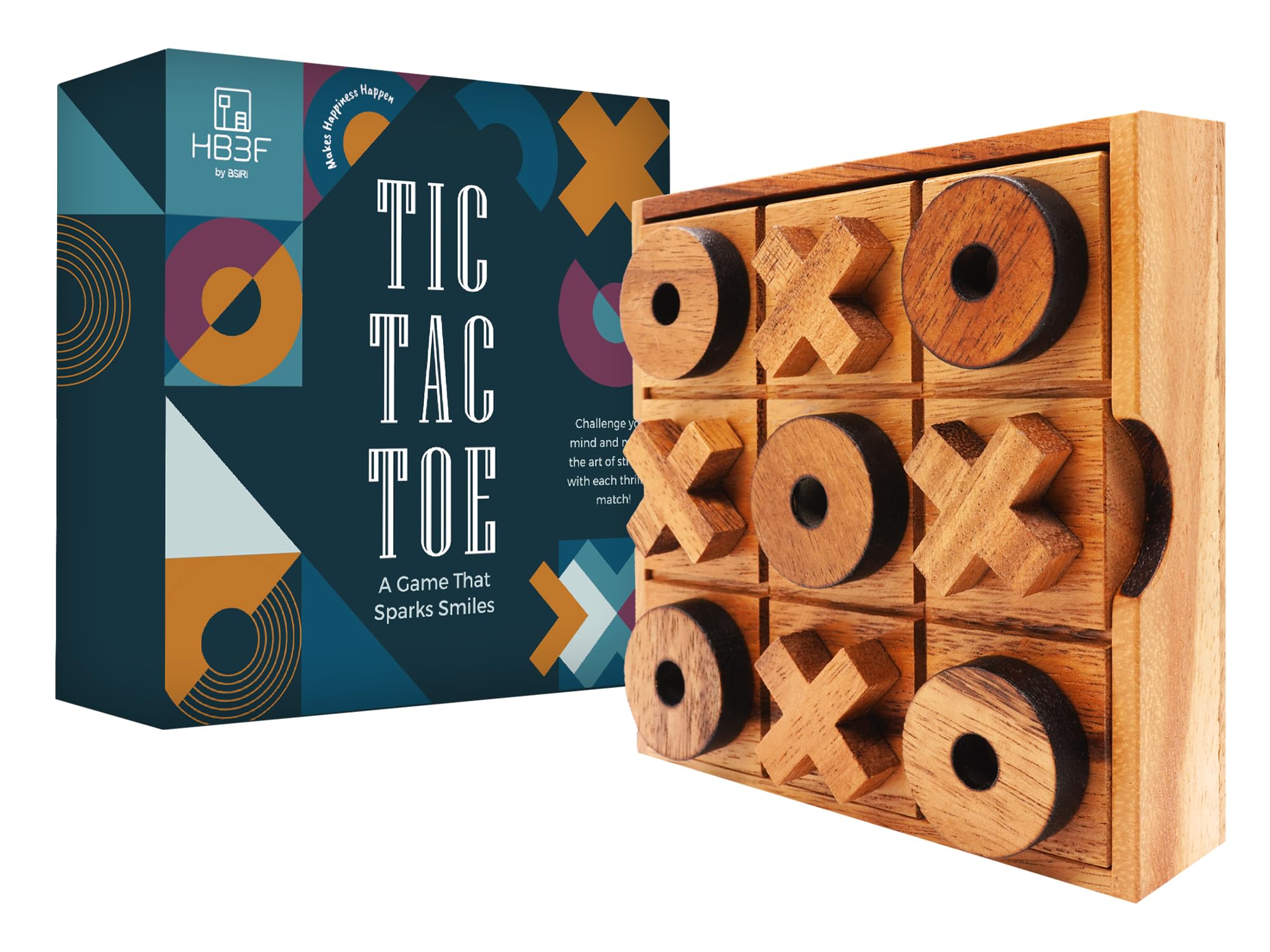 BSIRI wooden tic tac toe game on a coffee table, stylish decor and casual play.
