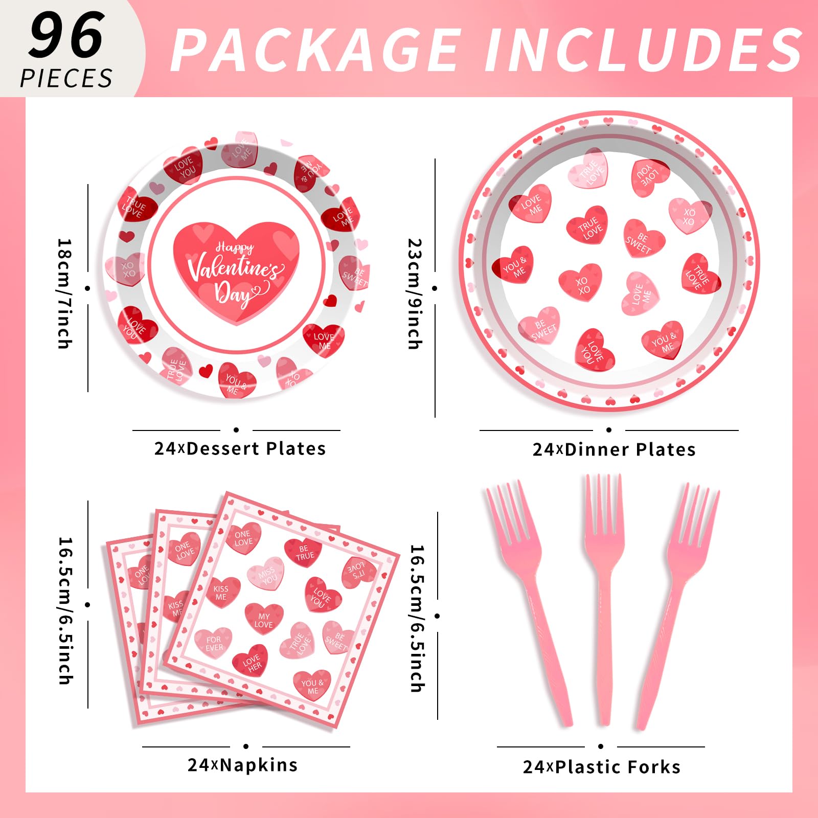 BSOMAM Valentines napkins with red hearts, ideal for coordinating table decor and easy cleanup.