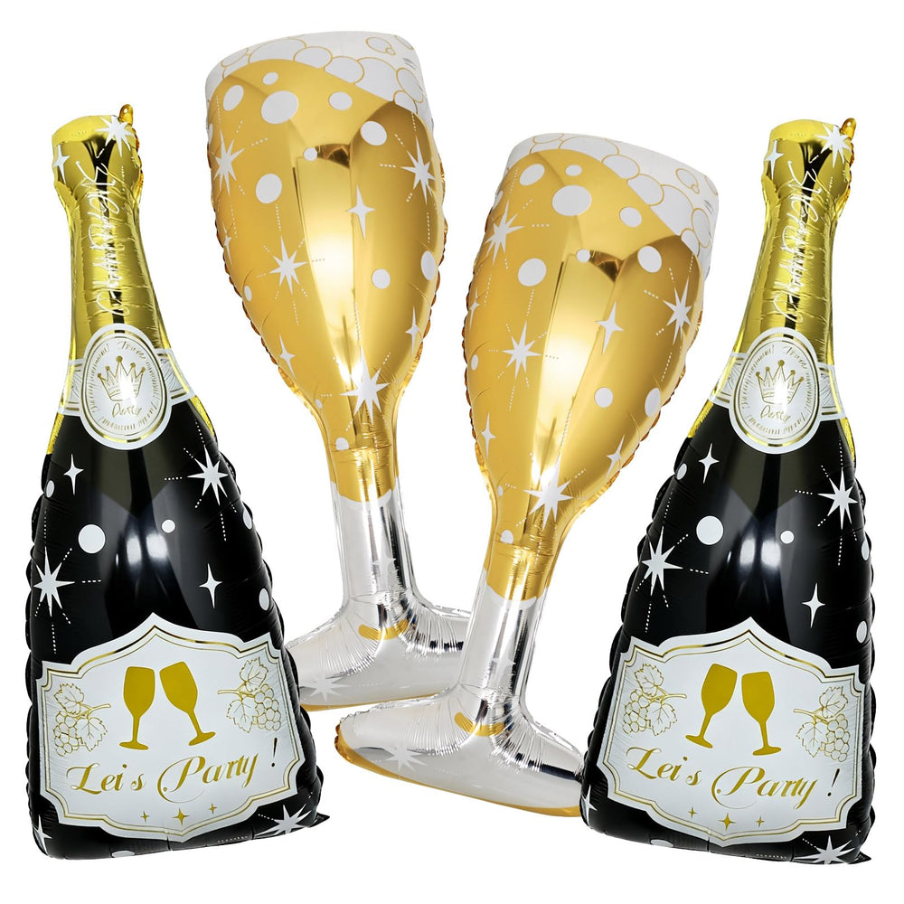 BSRESIN bottle balloon 43in black gold for elegant party decor.