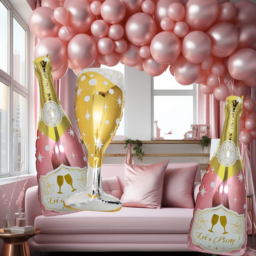 BSRESIN champagne bottle balloon 43in side view adds elegant decor.