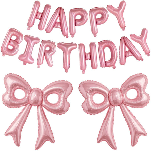 BSRESIN pink bow balloons 31-inch centerpiece for stylish party decor